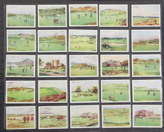 A folio album of cigarette cards on Tennis, Golf and Angling themes,